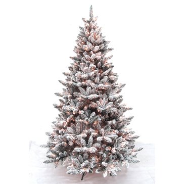 HKS Global Resources 7-Foot Prelit Snowmass Flocked Artificial Christmas Tree