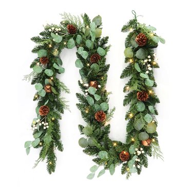 HKS Global Resources 9-Foot Prelit Eucalyptus Cedar Garland