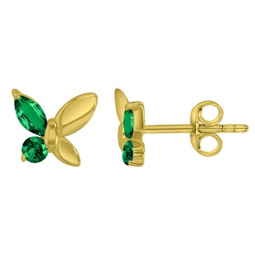 Lulea Round Marquise Glass Stone Butterfly Stud Earrings