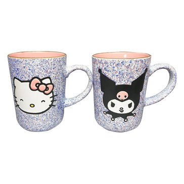 Blue Sky Hello Kitty and Kuromi Colorful Speckle Mug, Set of 2