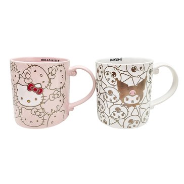 Blue Sky Hello Kitty and Kuromi Repeat Wrap Mug, Set of 2