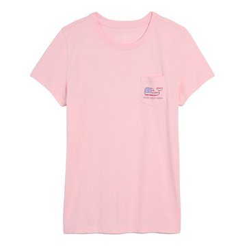 Vineyard Vines Flag Whale Short Sleeve Pocket Tee
