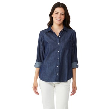 Nautica Women's Chambray Roll Tab Shirt