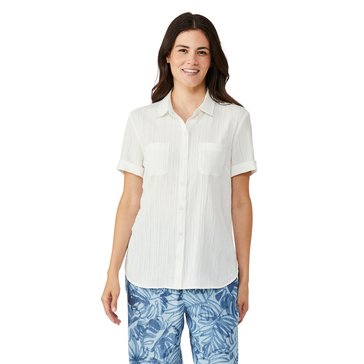 Nautica Women's Crushed Dobby Camp Shirt