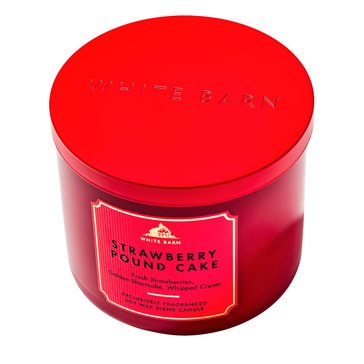 Bath & Body Works White Barn Strawberry Poundcake 3-wick Candle