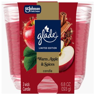Glade Three Wick Candle, Warm Apple And Spices