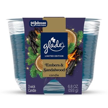 Glade Three Wick Candle, Embers And Sandalwood