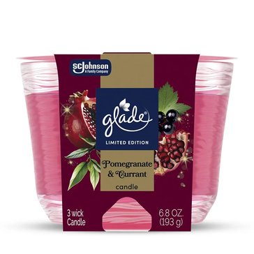 Glade Three Wick Candle, Pomegrante And Currant
