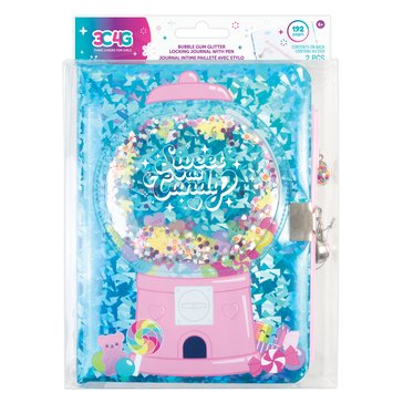 Make It Real Bubble Gum Glitter Locking Journal with Pen