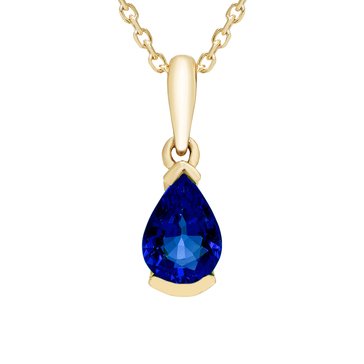 Created Sapphire Pear Cut with Partial Bezel Pendant