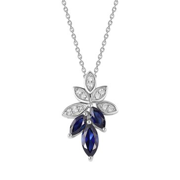 Created Sapphire and White Topaz Vintage Inspired Pendant