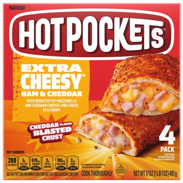 Hot Pockets Ham and Cheddar Sandwich, 4-Count 