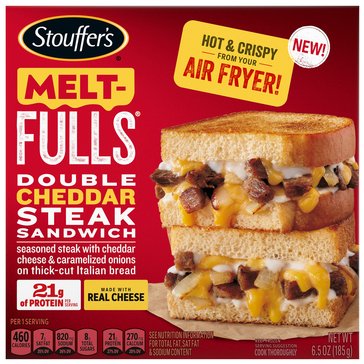 Stouffers Melt Fulls Double Cheddar Steak Sandwich, 6.5oz