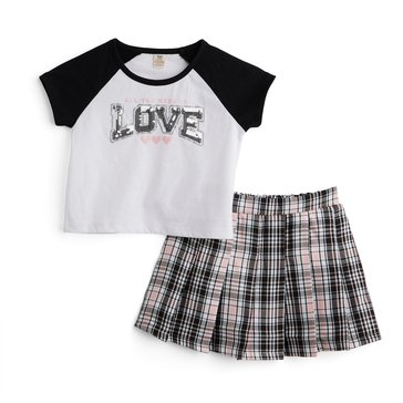 Sweet Butterfly Little Girls' Plaid Skirt Set