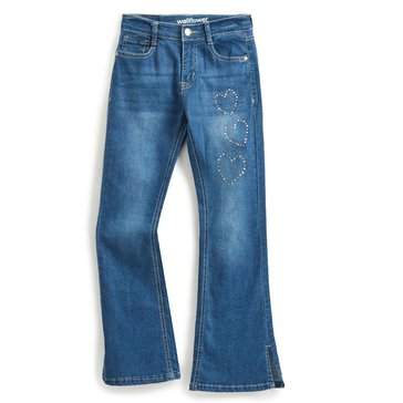 Wallflower Big Girls' Heart Stud Flare Jeans