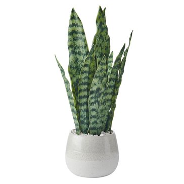 Elements Plants 18-Inch Articial Snake Plant in Ceramic Pot