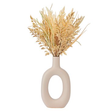 Elements Plants 20-Inch Dried Flowers in Circular Cutout Vase