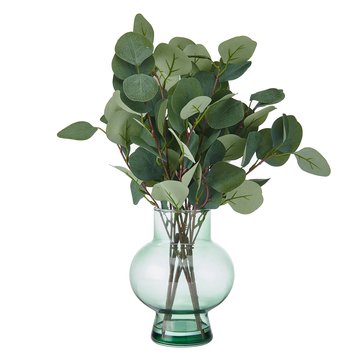Elements Plants 18-Inch Artificial Eucalyptus in Glass Vase