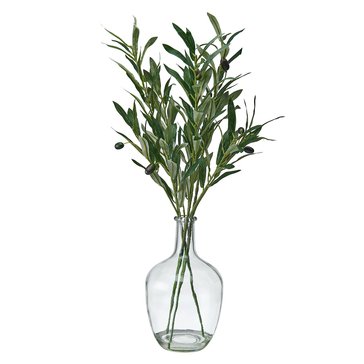 Elements Plants 24-Inch Artificial Olive Branch in Glass Vase