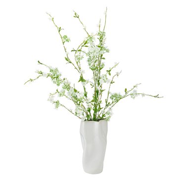 Elements Plants 25-Inch Artificial White Flower in Ceramic Vase