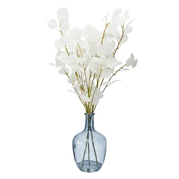 Elements Plants 26-Inch Artificial White Eucalyptus in Glass Vase