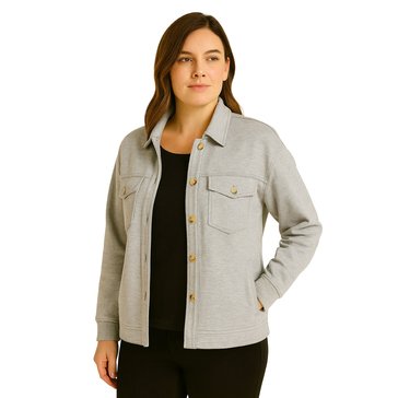 Erika Women's Long Sleeve French Terry Button Front Top