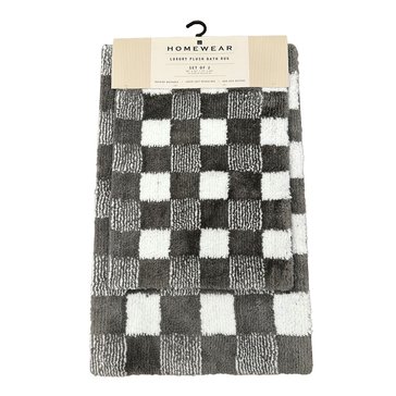 Homewear Linens Checkerboard Squares 2-Pack Bath Rug
