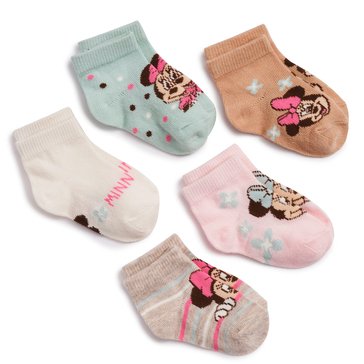 Disney Infant Girls' Minnie Baby Shorty Sock, 5-Pack