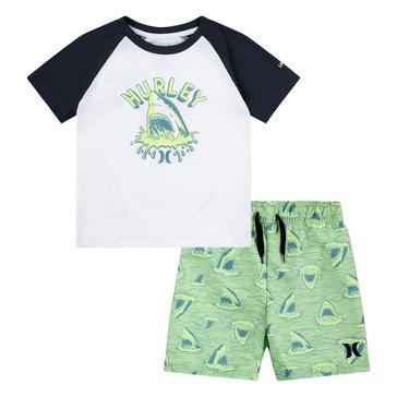 Hurley Toddler Boys' Shark Head Doodle Rashguard Set