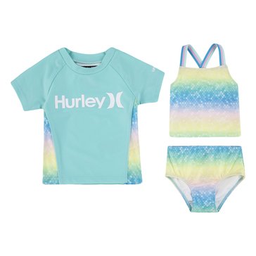 Hurley Baby Girls' Tie Dye Rashguard Set, 3-Piece
