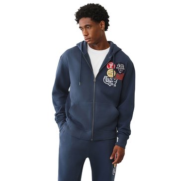True Religion Men's Patch Vintage Zip Up Hoodie