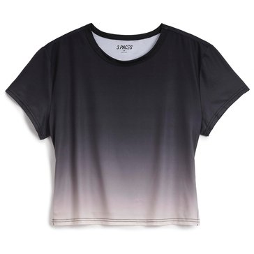 3 Paces Women's Short Sleeve Printed Crop Tee 