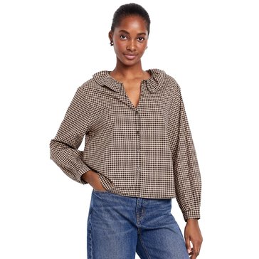 Old Navy Women's Long Sleeve Flat Ruffle Collar Top