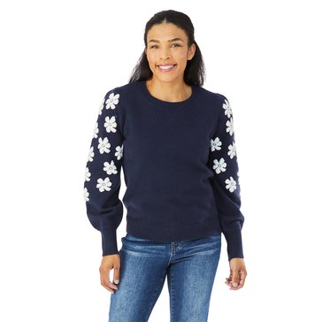 Bobeau Women's Floral Sleeve Sweater