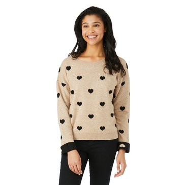 Bobeau Women's Scattered Heart Sweater