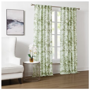 Badgley Mischka Summer Moss 38x96 Burn Out Sheer Window Panels, 2-Pack