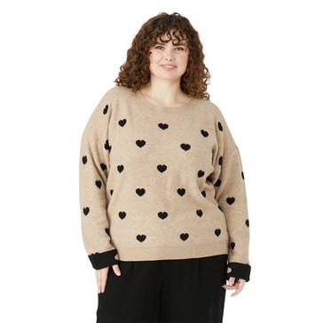 Bobeau Women's Scattered Heart Sweater (Plus Size)