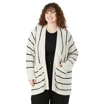 Bobeau Women's Boucle Two Pocket Cardigan (Plus Size)