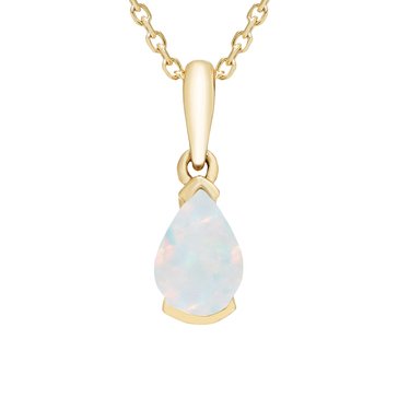 Created Opal Pear Cut Partial Bezel Pendant