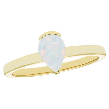 Created Opal Pear Cut Partial Bezel Ring