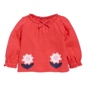 Old Navy Baby Girls' Long Sleeve Flower Patch Woven Top
