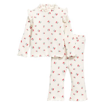 Old Navy Baby Girls' Print Ruffle Sleeve Cozy Plush Ribbed Set