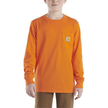 Carhartt Big Boys' Sleeve Logo Long Sleeve Tee