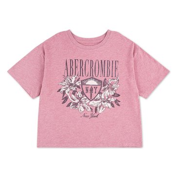 Abercrombie & Fitch Big Girls' Floral New York Crest Boxy Tee