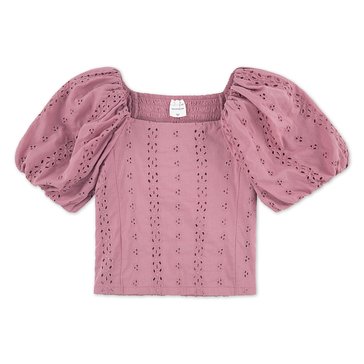 Abercrombie & Fitch Big Girls' Puff Sleeve Eyelet Top