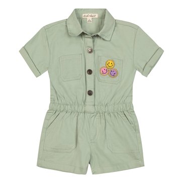 Derek Heart Toddler Girls' Smiley Twill Utility Romper