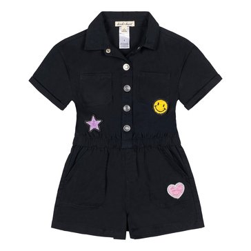 Derek Heart Toddler Girls' Smiley Denim Utility Romper