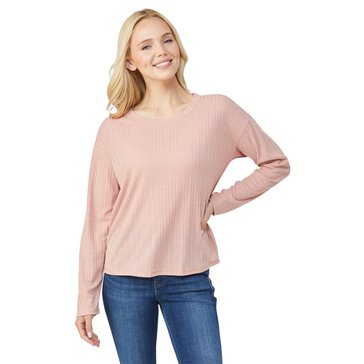 Yarn & Sea Women's Long Sleeve Pointelle Crew Neck Top