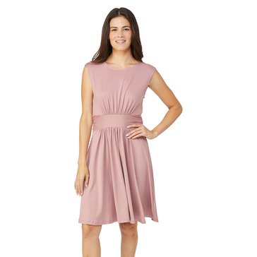 Yarn & Sea Women's Short Sleeve Back Scoop Neck Butter Knit Dress