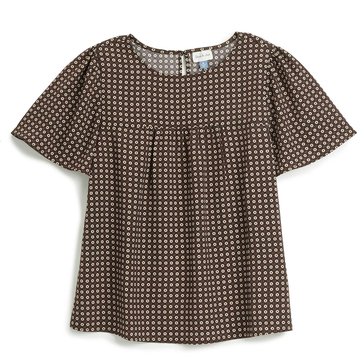 Yarn & Sea Women's Short Sleeve Crepe Yoke Top